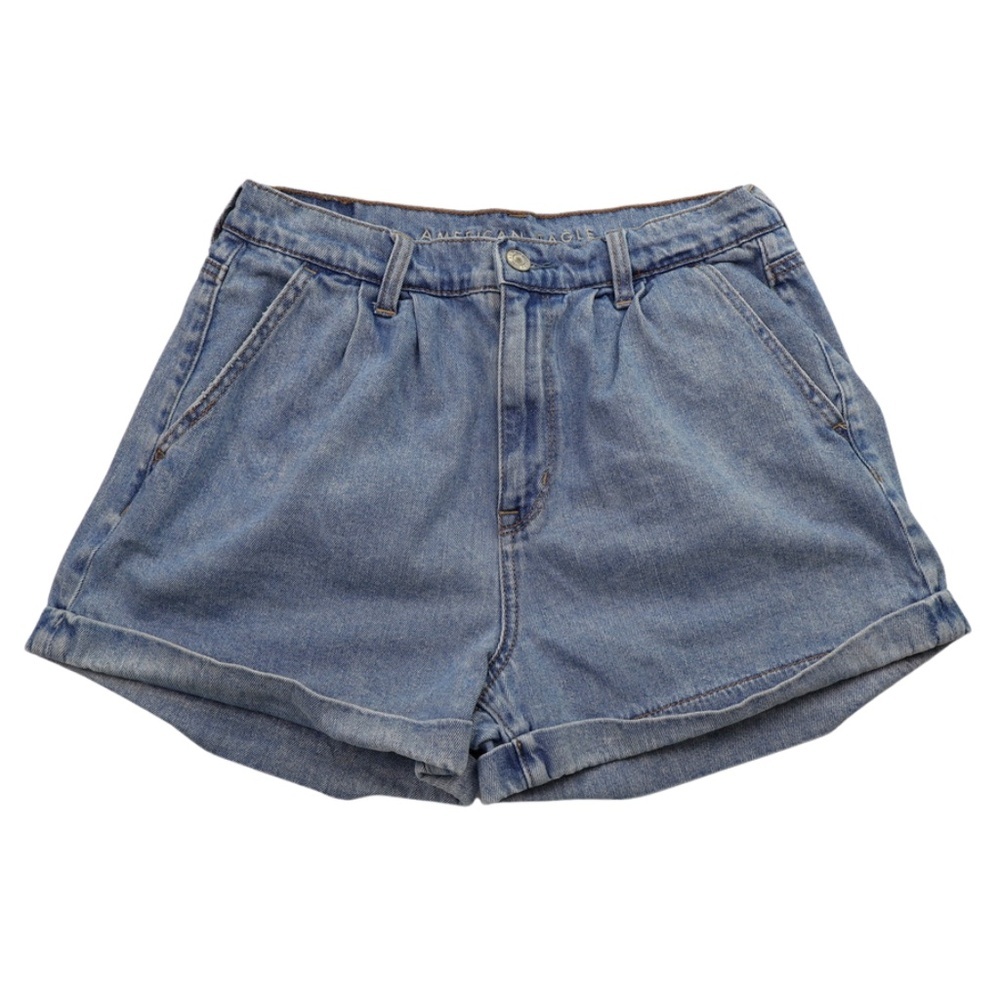 American Eagle High Rise Denim Shorts Size 6 Light Wash Cuffed Casual Fit
